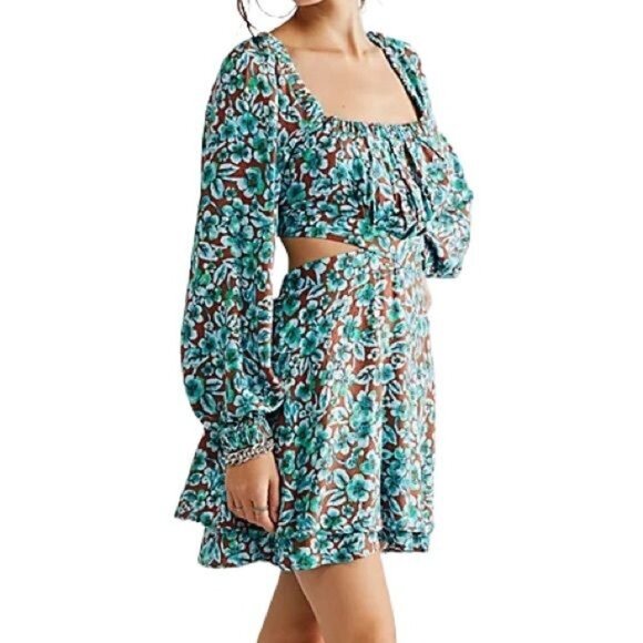 Free People Jael Printed Mini Dress In Ginger Snap Size Small NWT - Picture 1 of 12